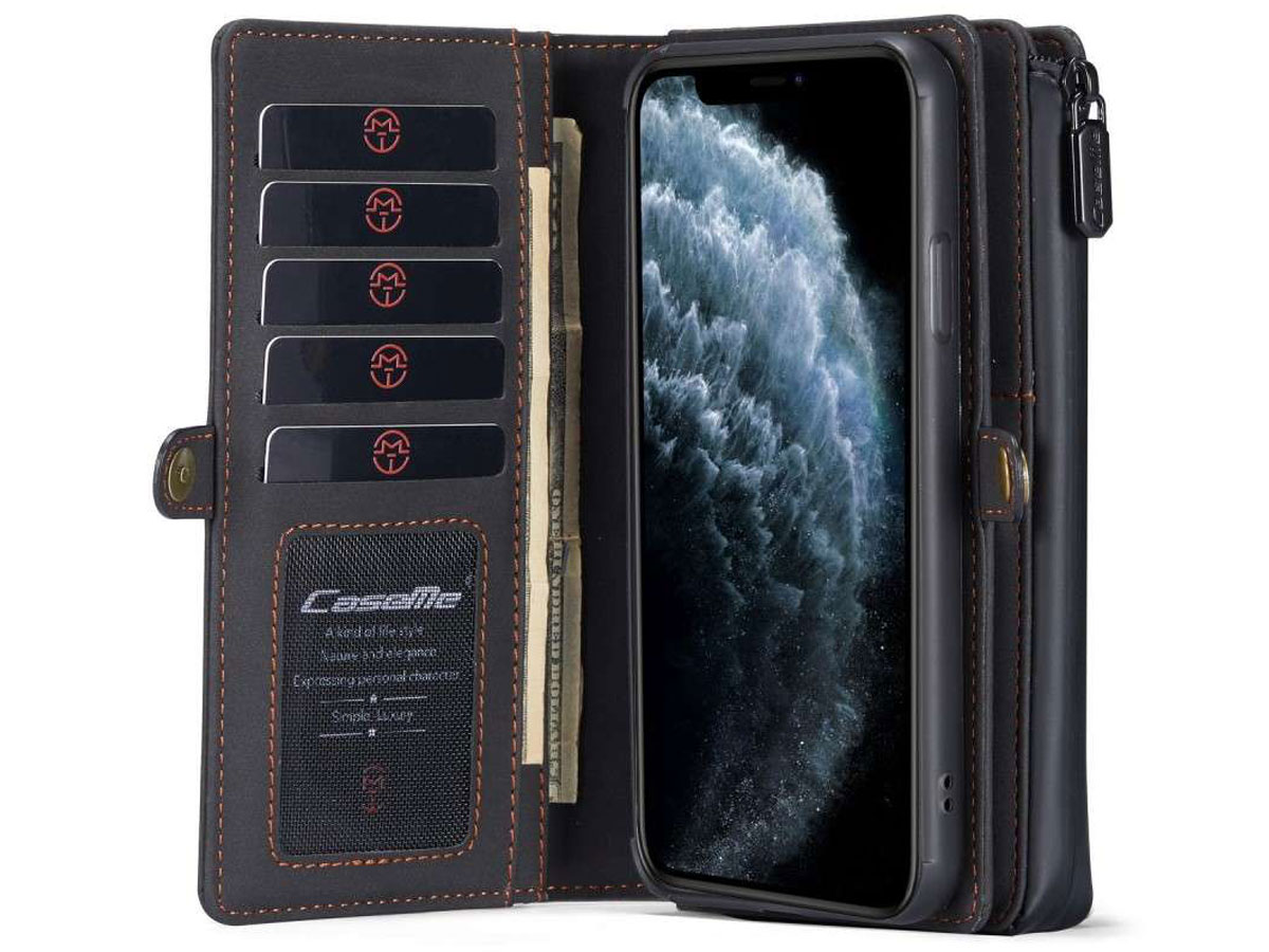 CaseMe Multi Wallet Ritsvak Case Zwart - iPhone 11/XR Hoesje