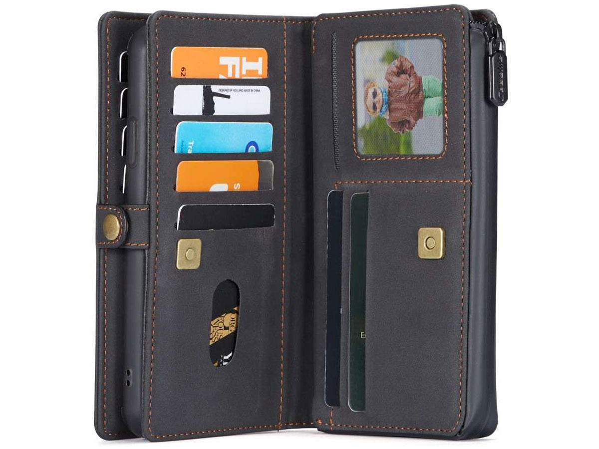 CaseMe Multi Wallet Ritsvak Case Zwart - iPhone 11/XR Hoesje