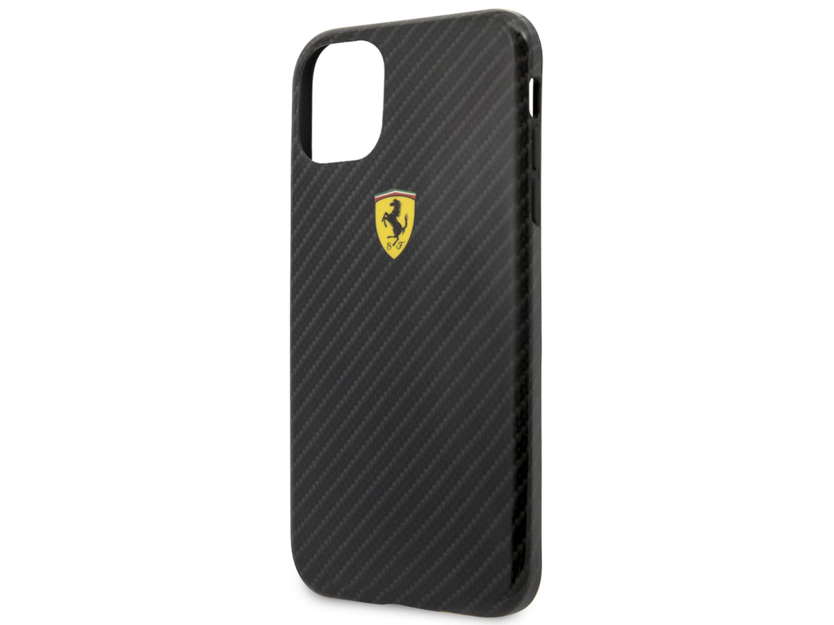 Ferrari Dual Layer Case Carbon Zwart - iPhone 11/XR Hoesje