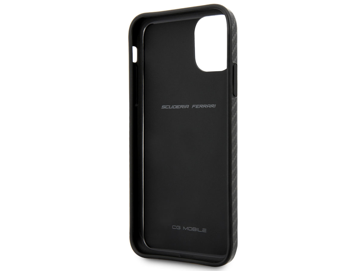 Ferrari Dual Layer Case Carbon Zwart - iPhone 11/XR Hoesje