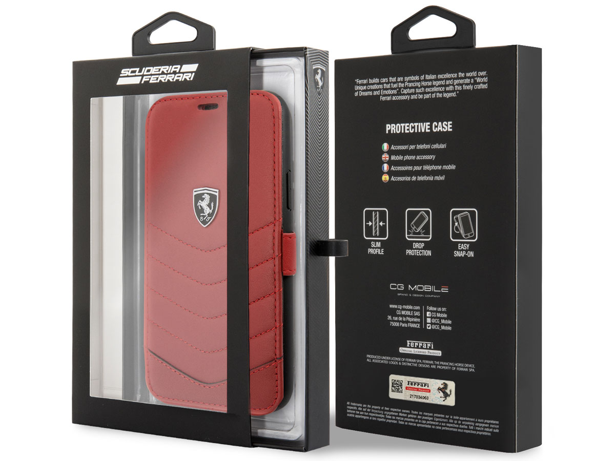 Ferrari Quilted Leather Folio Rood - iPhone 11/XR Hoesje