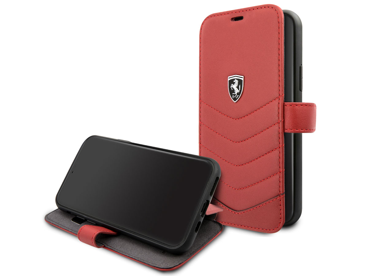 Ferrari Quilted Leather Folio Rood - iPhone 11/XR Hoesje