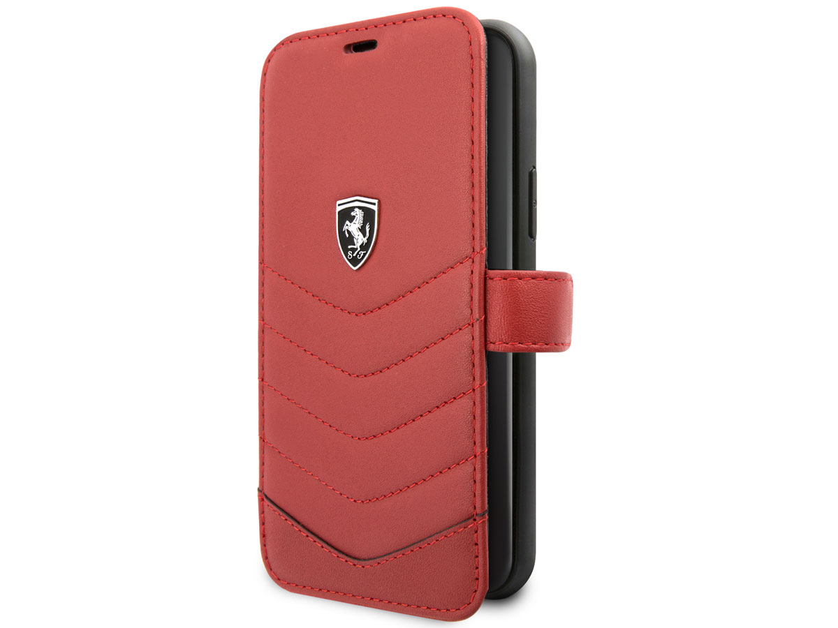 Ferrari Quilted Leather Folio Rood - iPhone 11/XR Hoesje