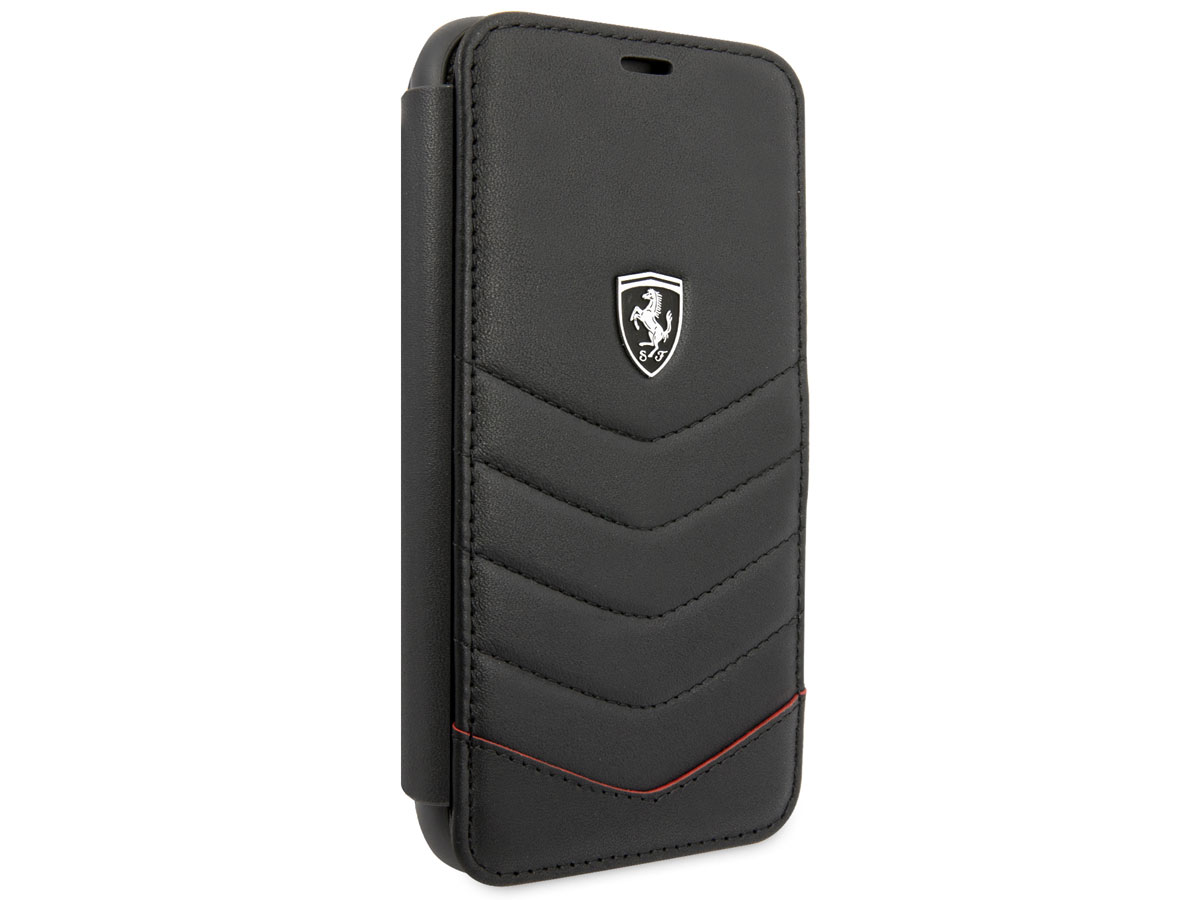 Ferrari Quilted Leather Folio Zwart - iPhone 11/XR Hoesje