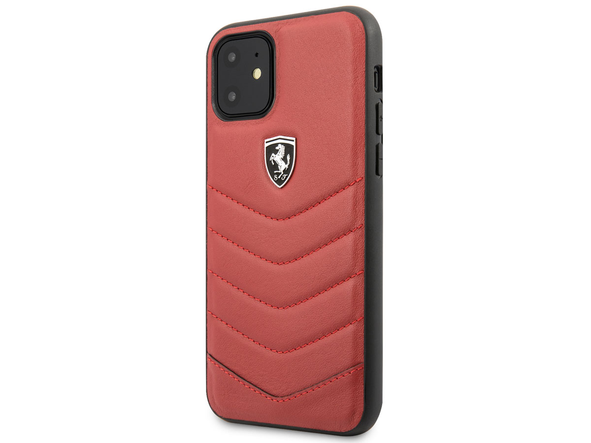 Ferrari Quilted Leather Case Rood - iPhone 11/XR Hoesje