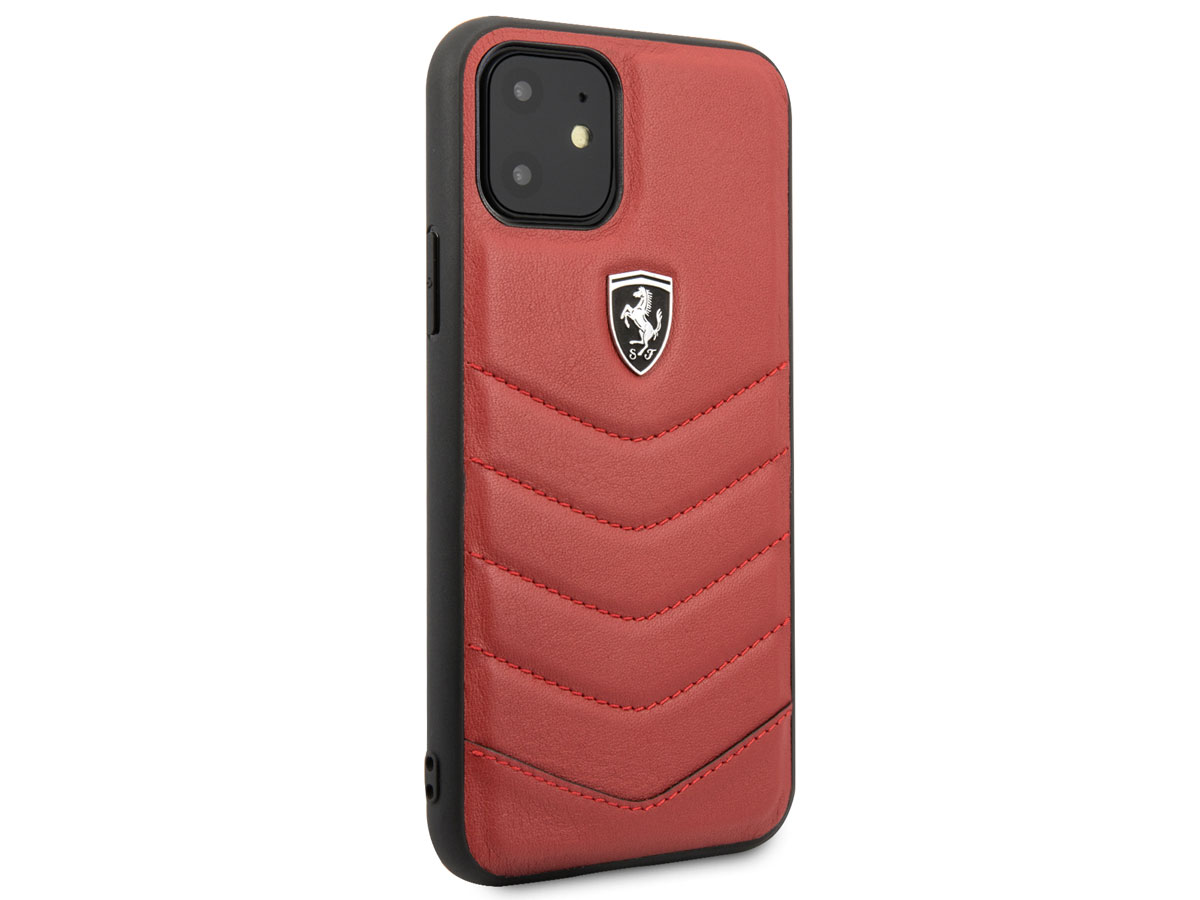 Ferrari Quilted Leather Case Rood - iPhone 11/XR Hoesje