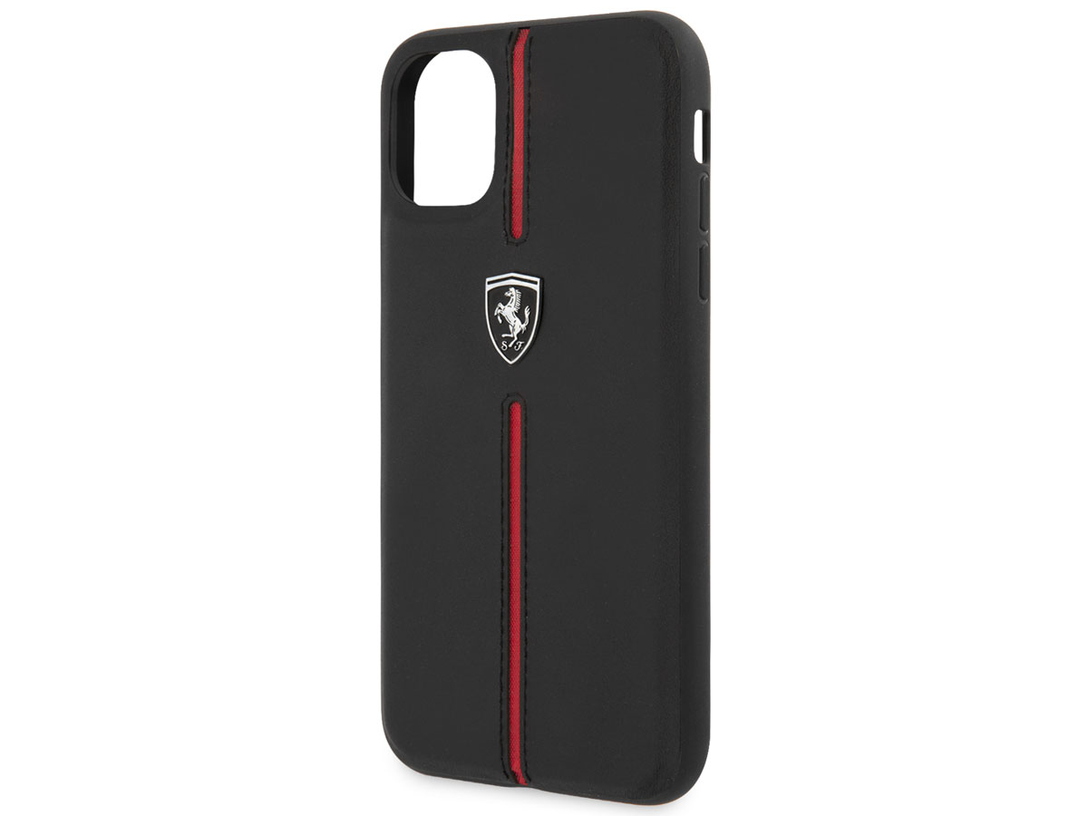 Ferrari Off Track Leather Case Zwart - iPhone 11/XR Hoesje