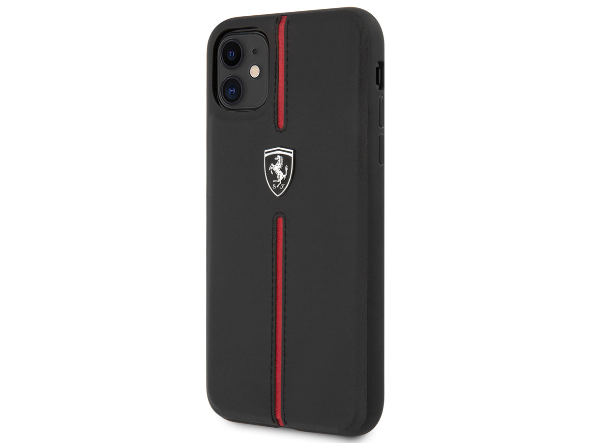 Ferrari Off Track Leather Case Zwart - iPhone 11/XR Hoesje