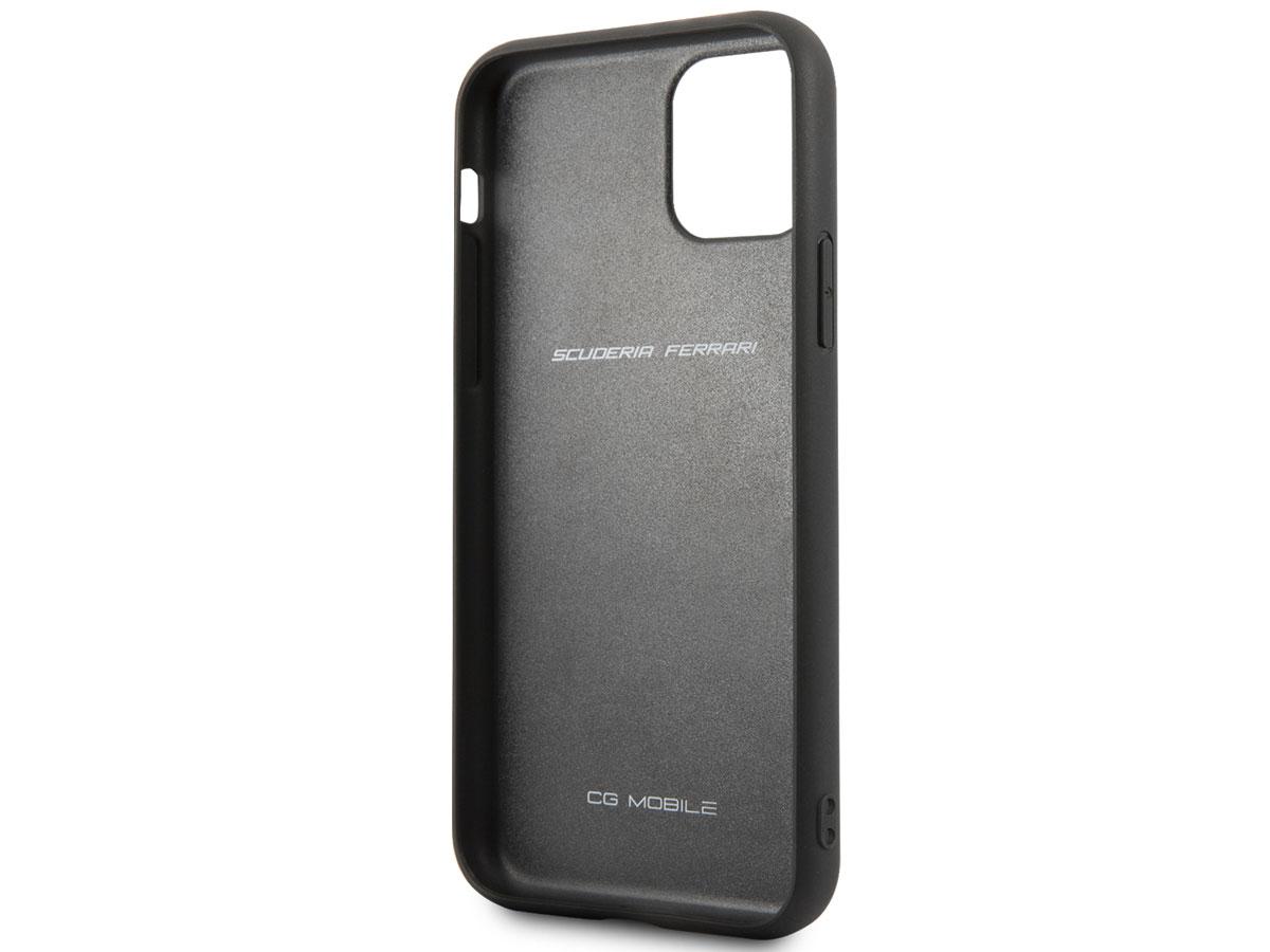 Ferrari Perforated Leather Case Zwart - iPhone 11/XR Hoesje