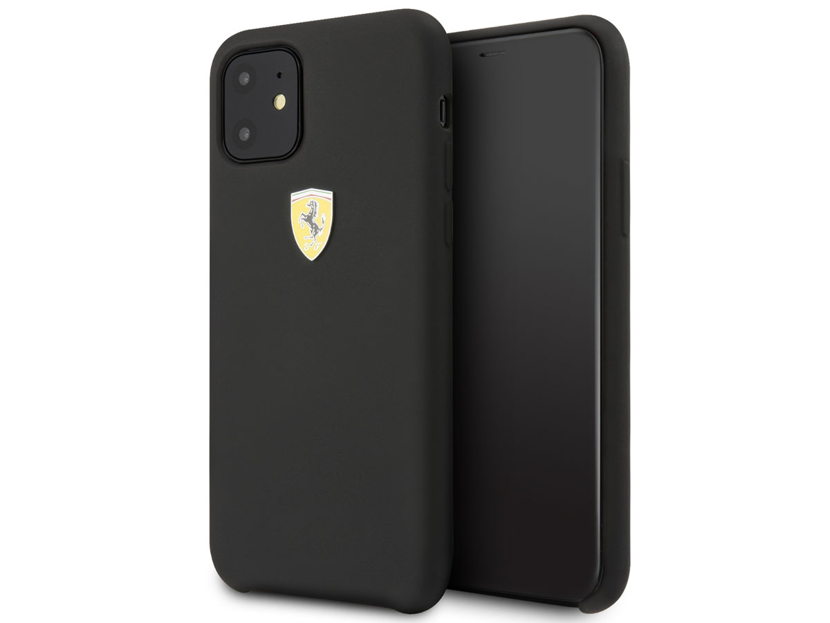 Ferrari Silicon Hard Case Zwart - iPhone 11/XR Hoesje