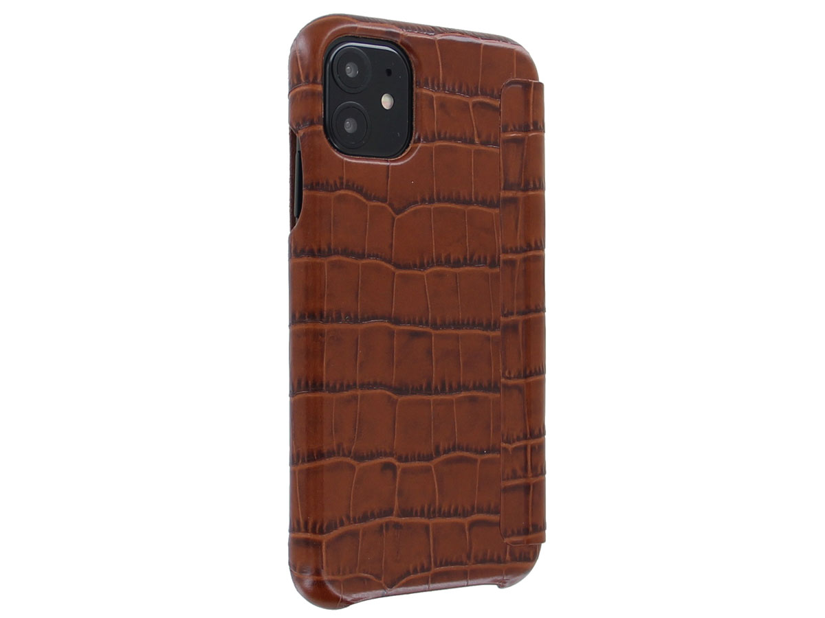 Graffi Oyster Croco Cognac Leer - iPhone 11 hoesje