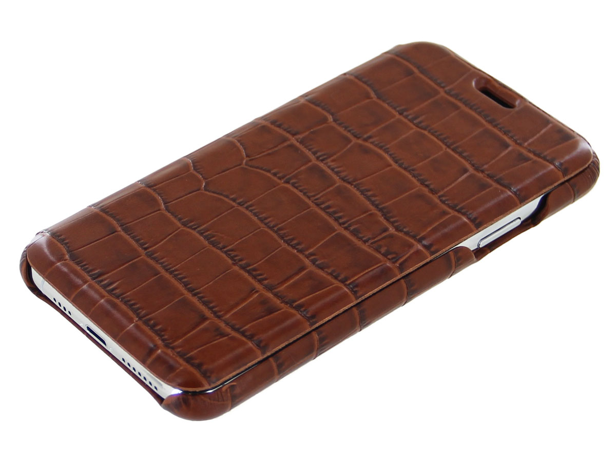 Graffi Oyster Croco Cognac Leer - iPhone 11 hoesje