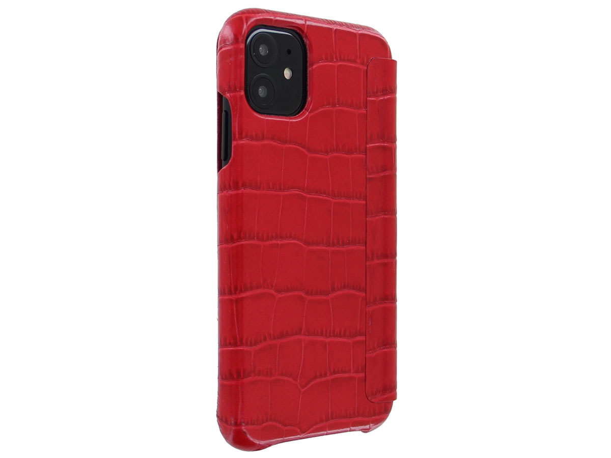 Graffi Oyster Croco Rood Leer - iPhone 11 hoesje