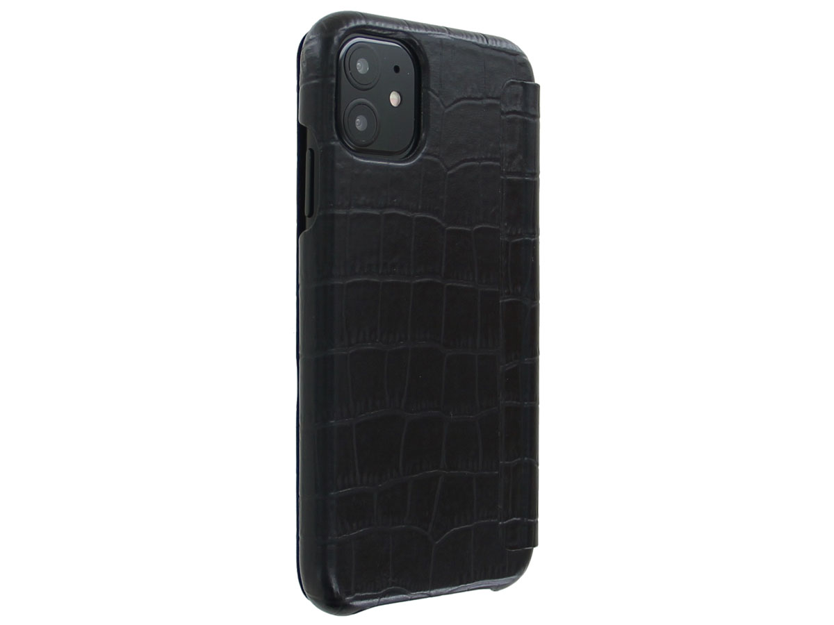 Graffi Oyster Croco Zwart Leer - iPhone 11 hoesje