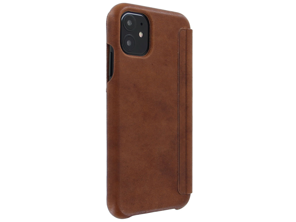 Graffi Oyster Folio Bruin Leer - iPhone 11 hoesje