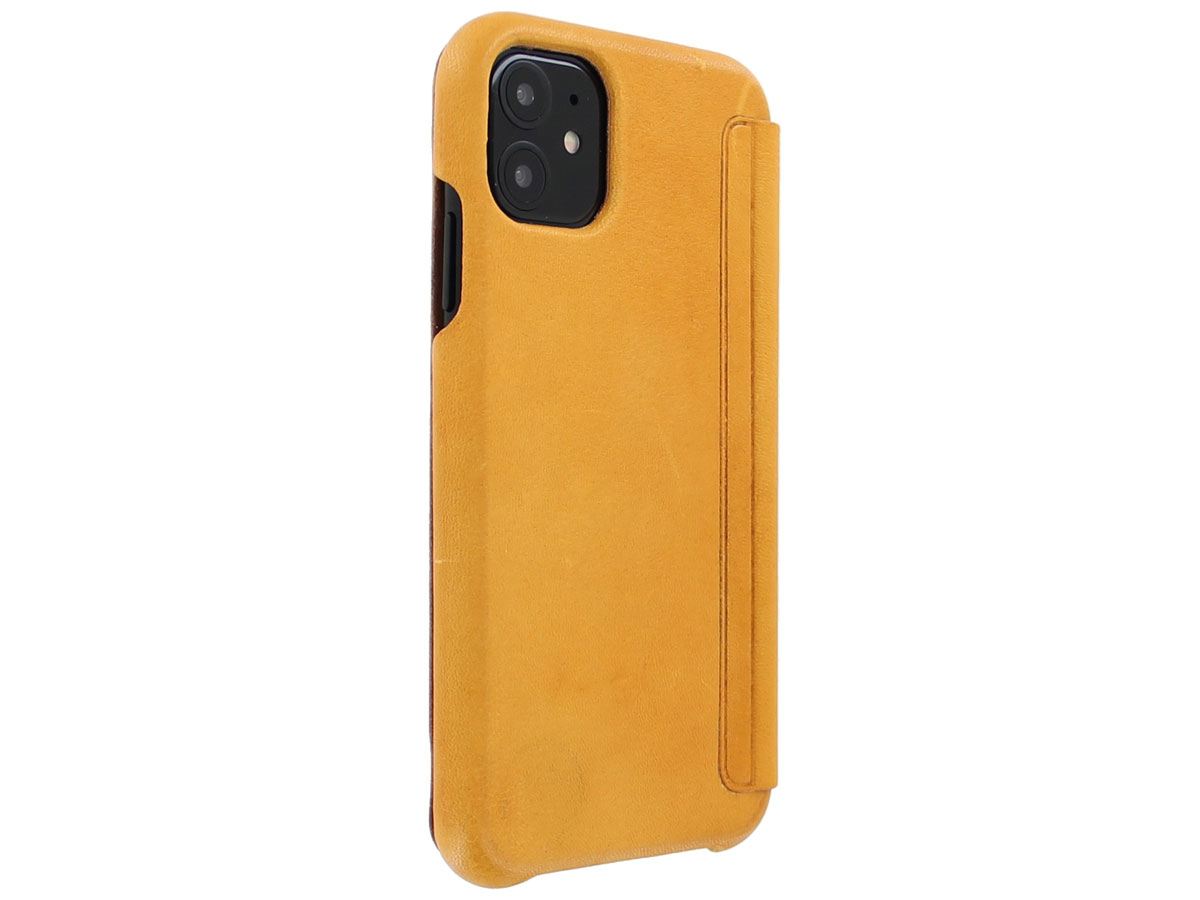 Graffi Oyster Folio Geel Leer - iPhone 11 hoesje