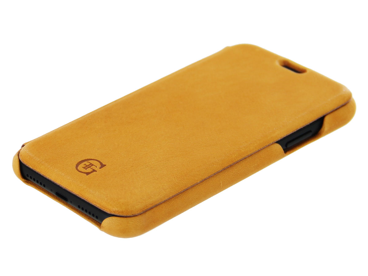 Graffi Oyster Folio Geel Leer - iPhone 11 hoesje