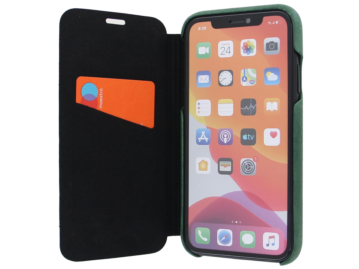 Graffi Oyster Folio Groen Leer - iPhone 11 hoesje