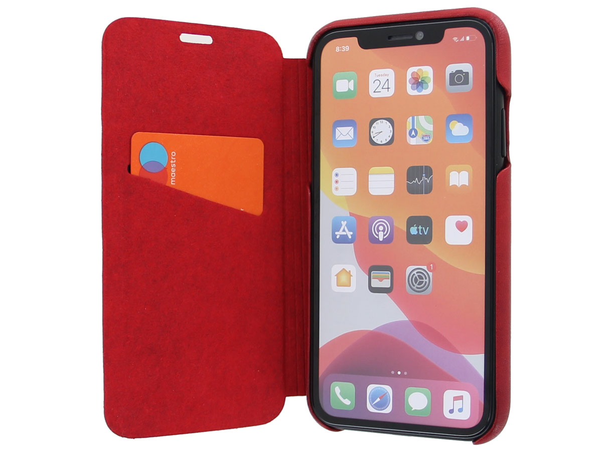 Graffi Oyster Folio Rood Leer - iPhone 11 hoesje