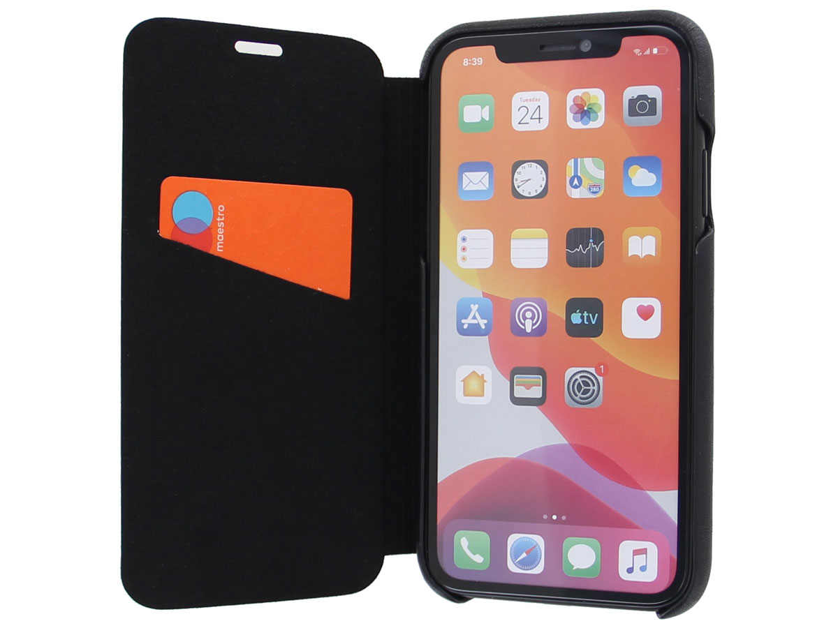 Graffi Oyster Folio Zwart Leer - iPhone 11 hoesje