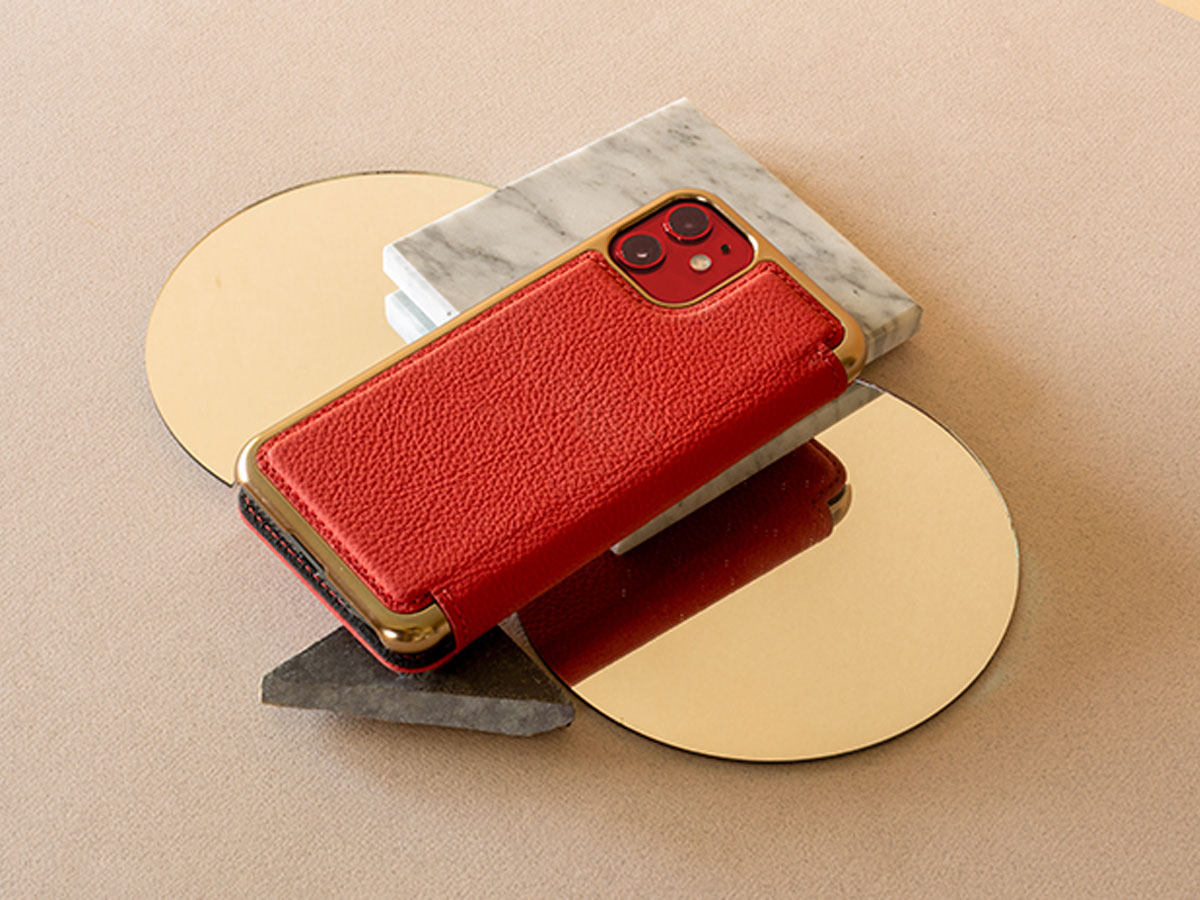 Greenwich Blake Folio Scarlet/Gold - iPhone 11 Hoesje Leer