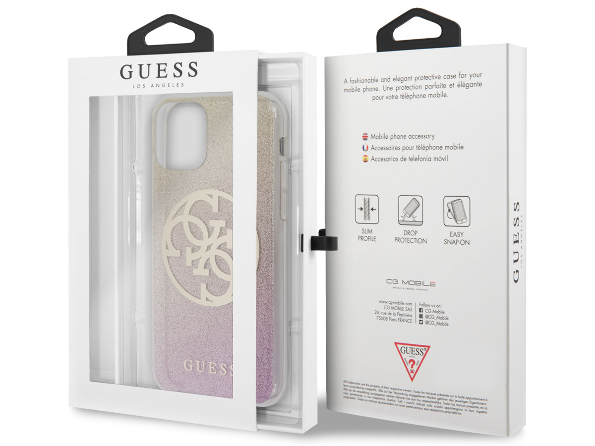 Guess 4G Glitter TPU Case Gold Pink - iPhone 11/XR hoesje