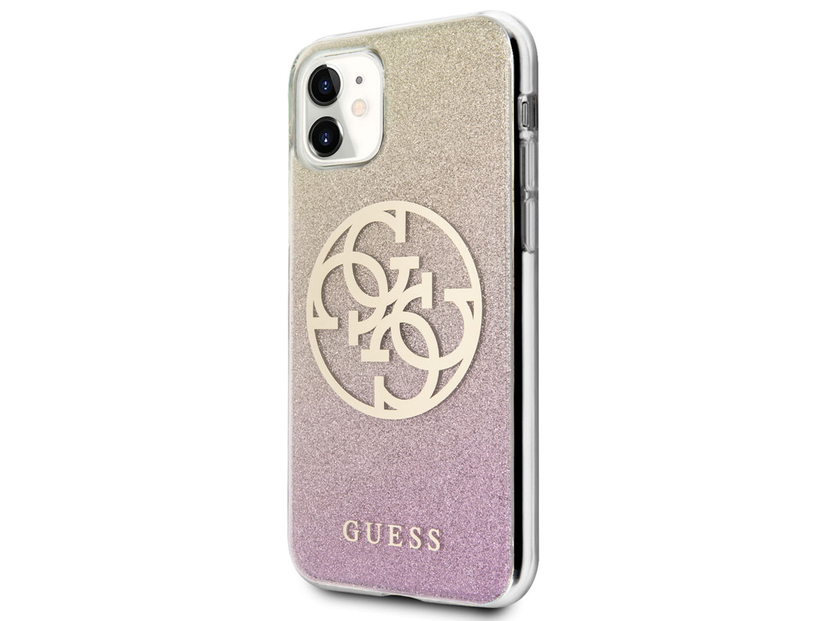 Guess 4G Glitter TPU Case Gold Pink - iPhone 11/XR hoesje