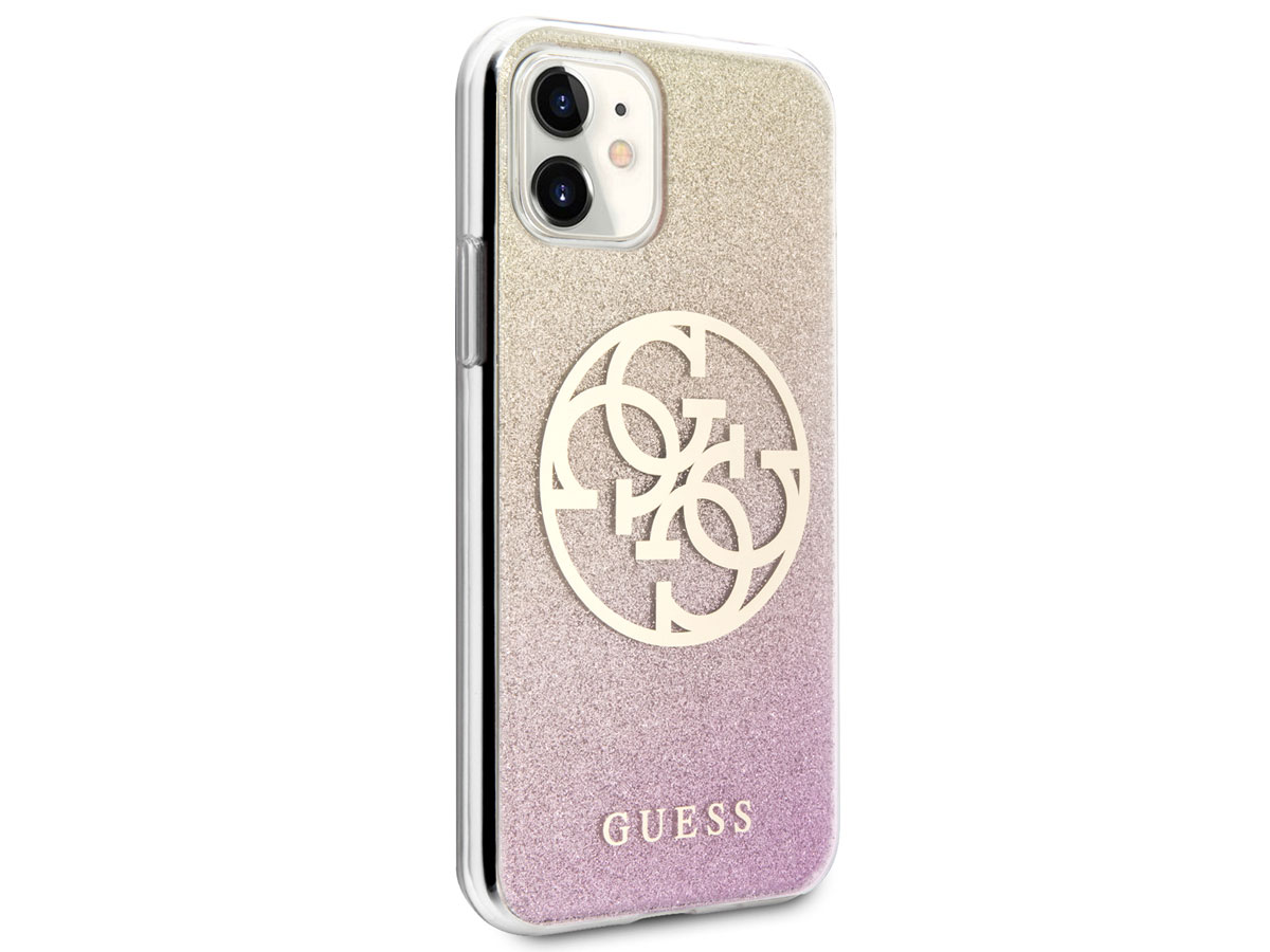 Guess 4G Glitter TPU Case Gold Pink - iPhone 11/XR hoesje