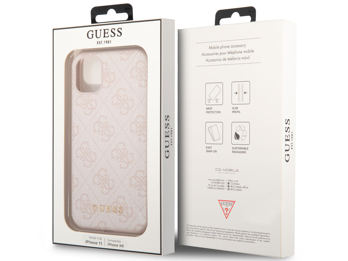 Guess 4G Monogram Case Roze - iPhone 11/XR hoesje