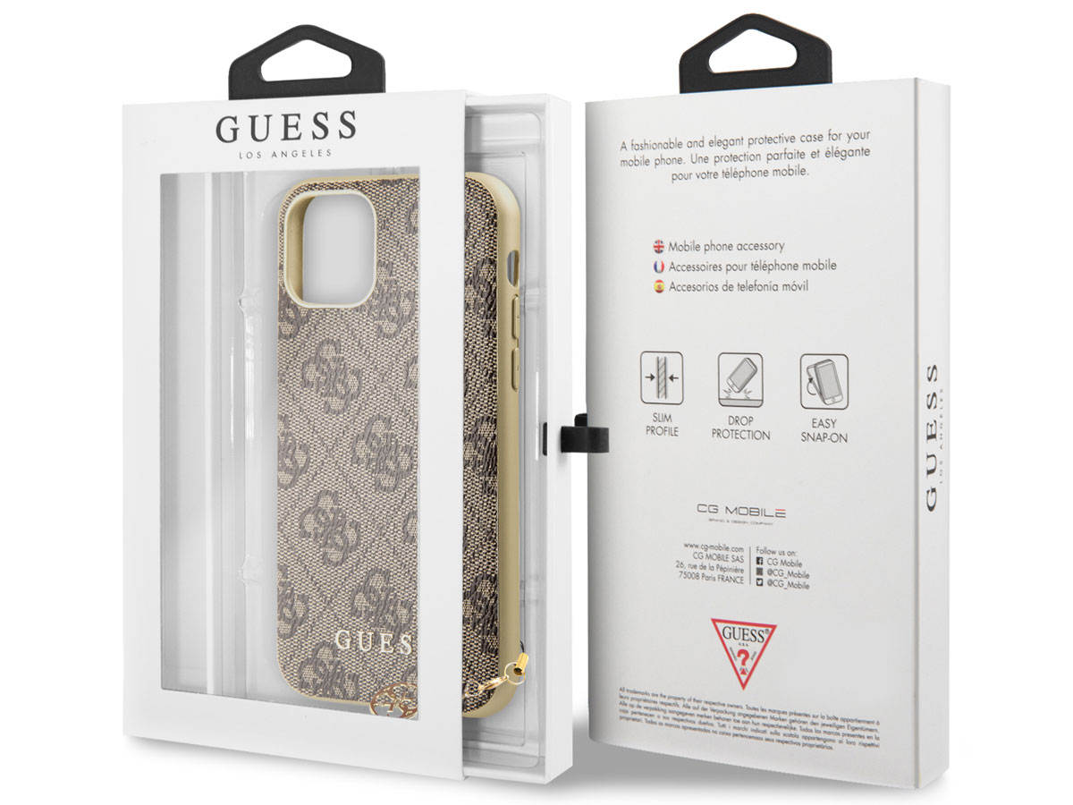 Guess Monogram Charm Case Bruin - iPhone 11/XR hoesje