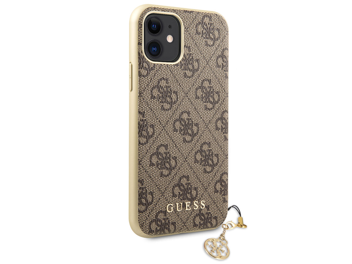 Guess Monogram Charm Case Bruin - iPhone 11/XR hoesje