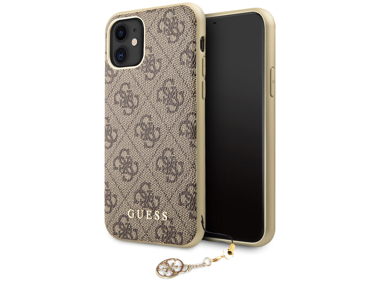 Guess Monogram Charm Case Bruin - iPhone 11/XR hoesje