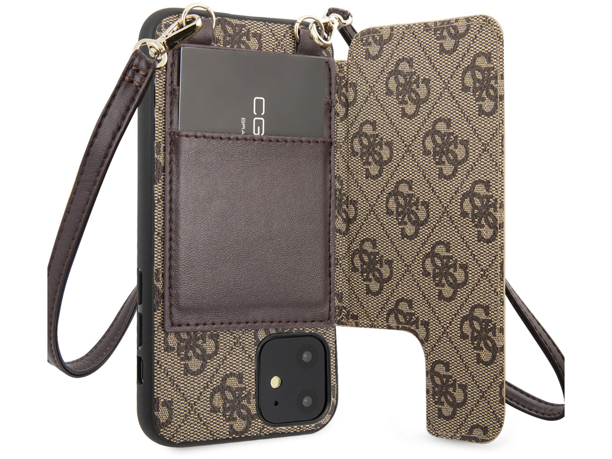 Guess 4G Crossbody Case Bruin - iPhone 11/XR hoesje