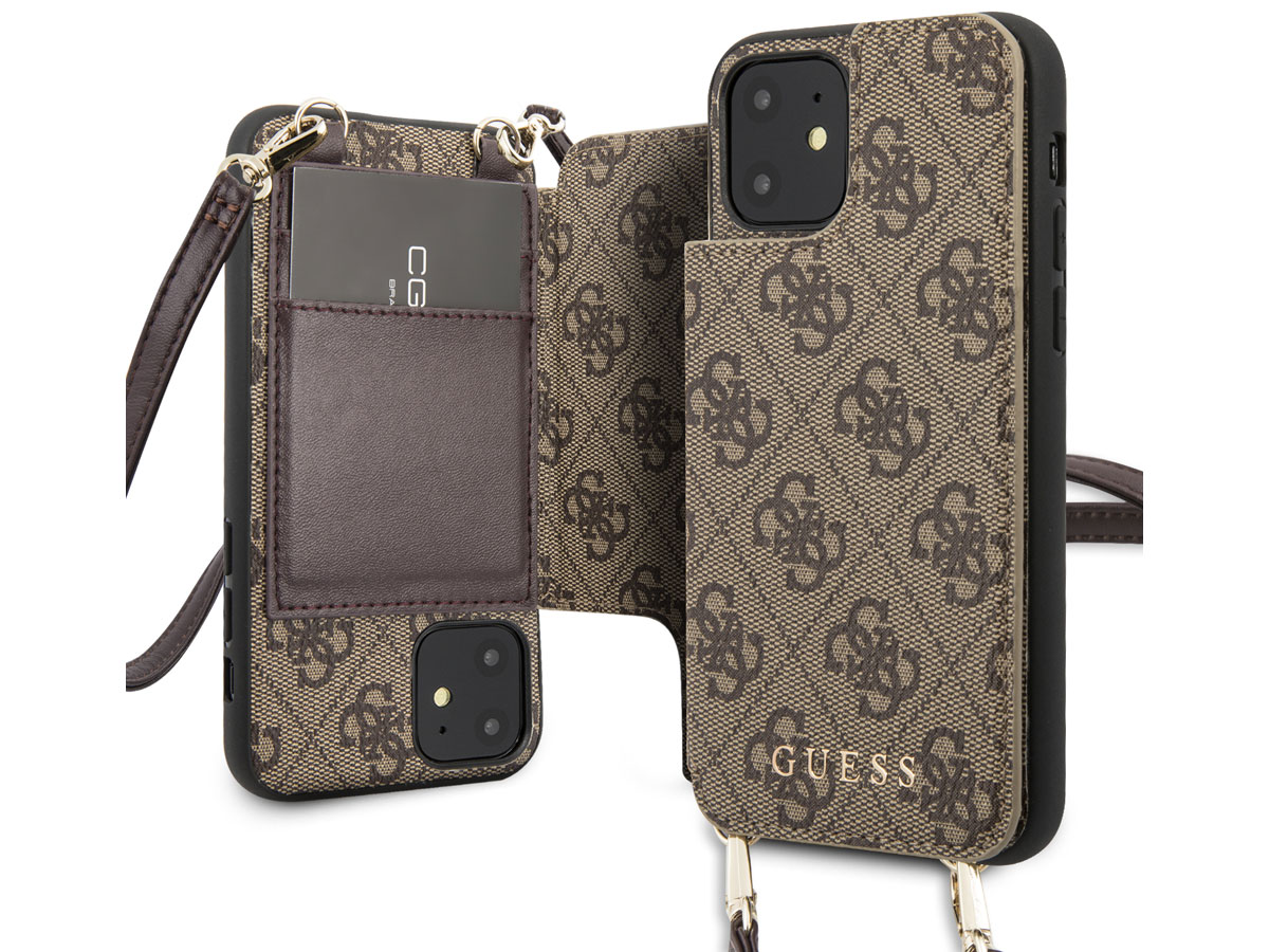 Guess 4G Crossbody Case Bruin - iPhone 11/XR hoesje