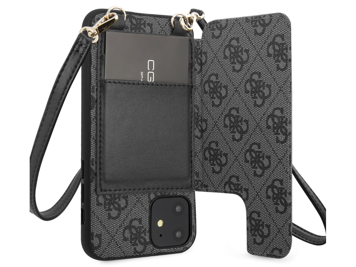 Guess 4G Crossbody Case Grijs - iPhone 11/XR hoesje