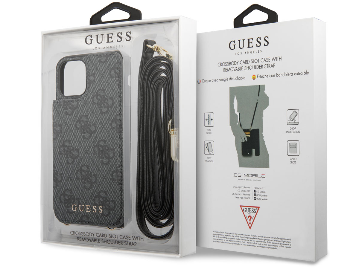 Guess 4G Crossbody Case Grijs - iPhone 11/XR hoesje