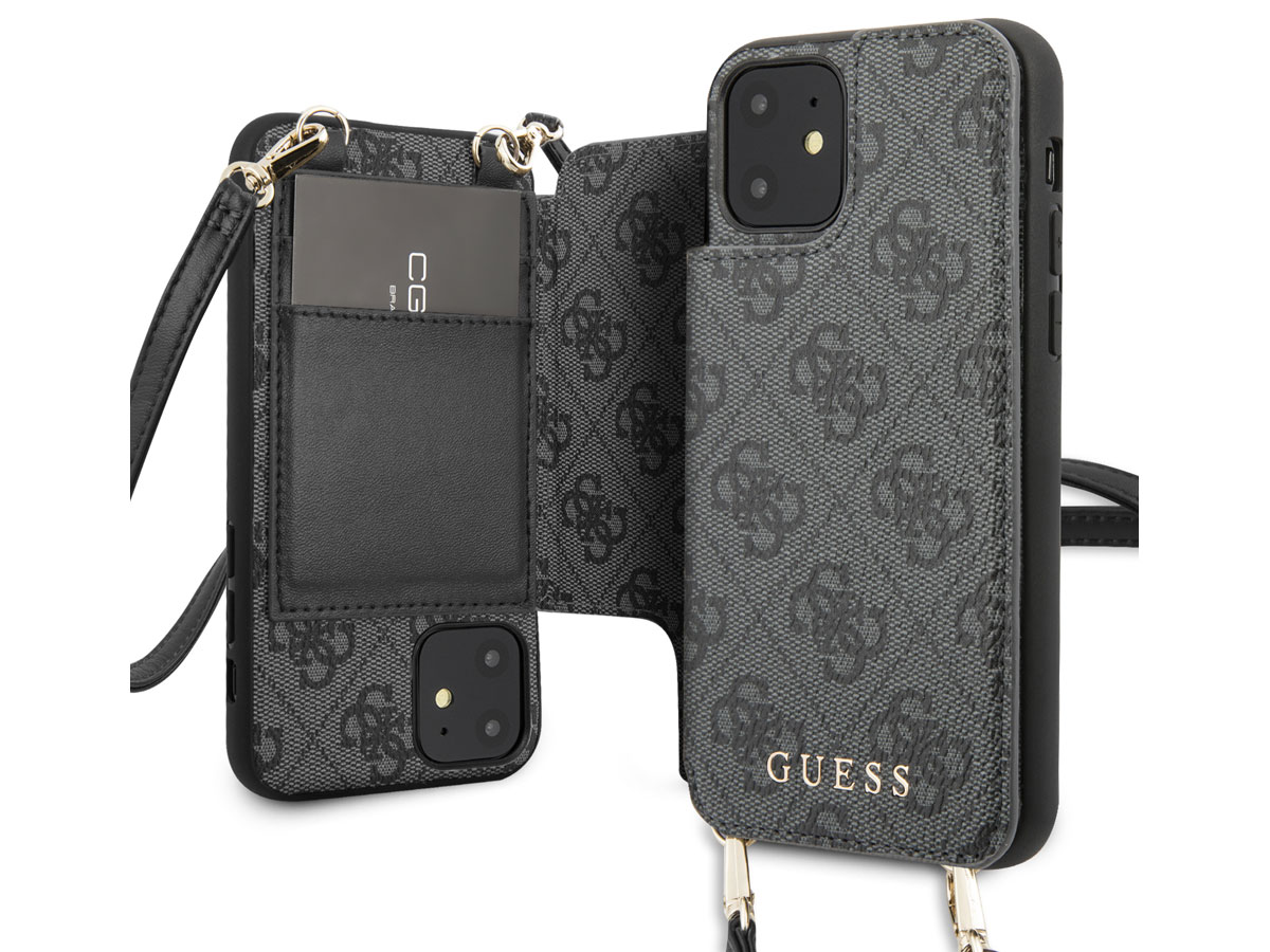 Guess 4G Crossbody Case Grijs - iPhone 11/XR hoesje