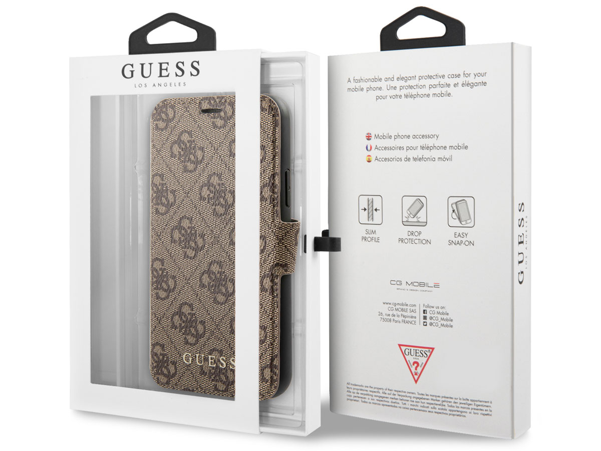 Guess Monogram Book Case Bruin - iPhone XR hoesje