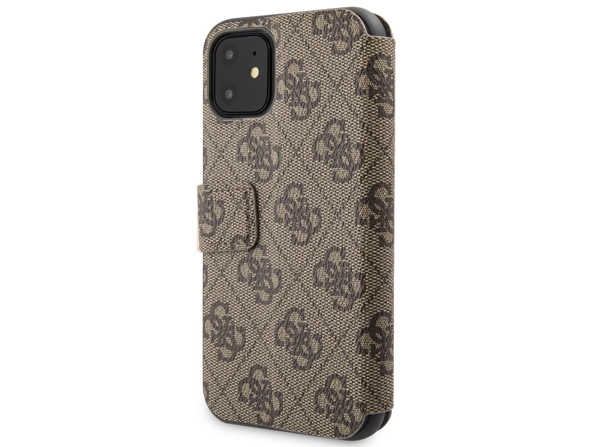 Guess Monogram Book Case Bruin - iPhone XR hoesje