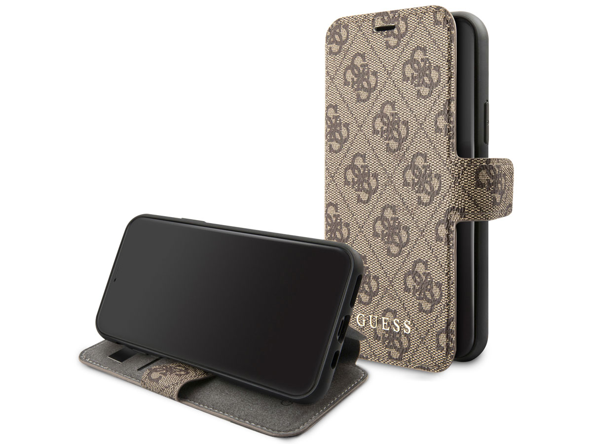 Guess Monogram Book Case Bruin - iPhone XR hoesje