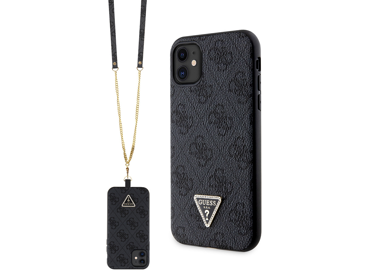 Guess 4G Monogram Necklace Case Grijs - iPhone 11/XR hoesje