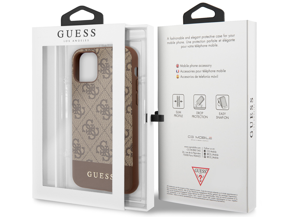 Guess 4G Monogram Stripe Case Bruin - iPhone 11/XR hoesje