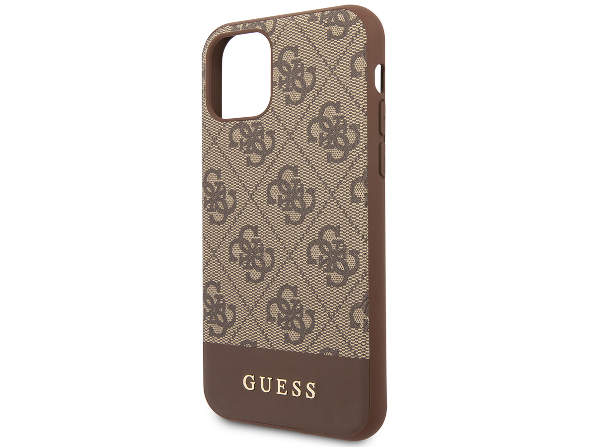 Guess 4G Monogram Stripe Case Bruin - iPhone 11/XR hoesje