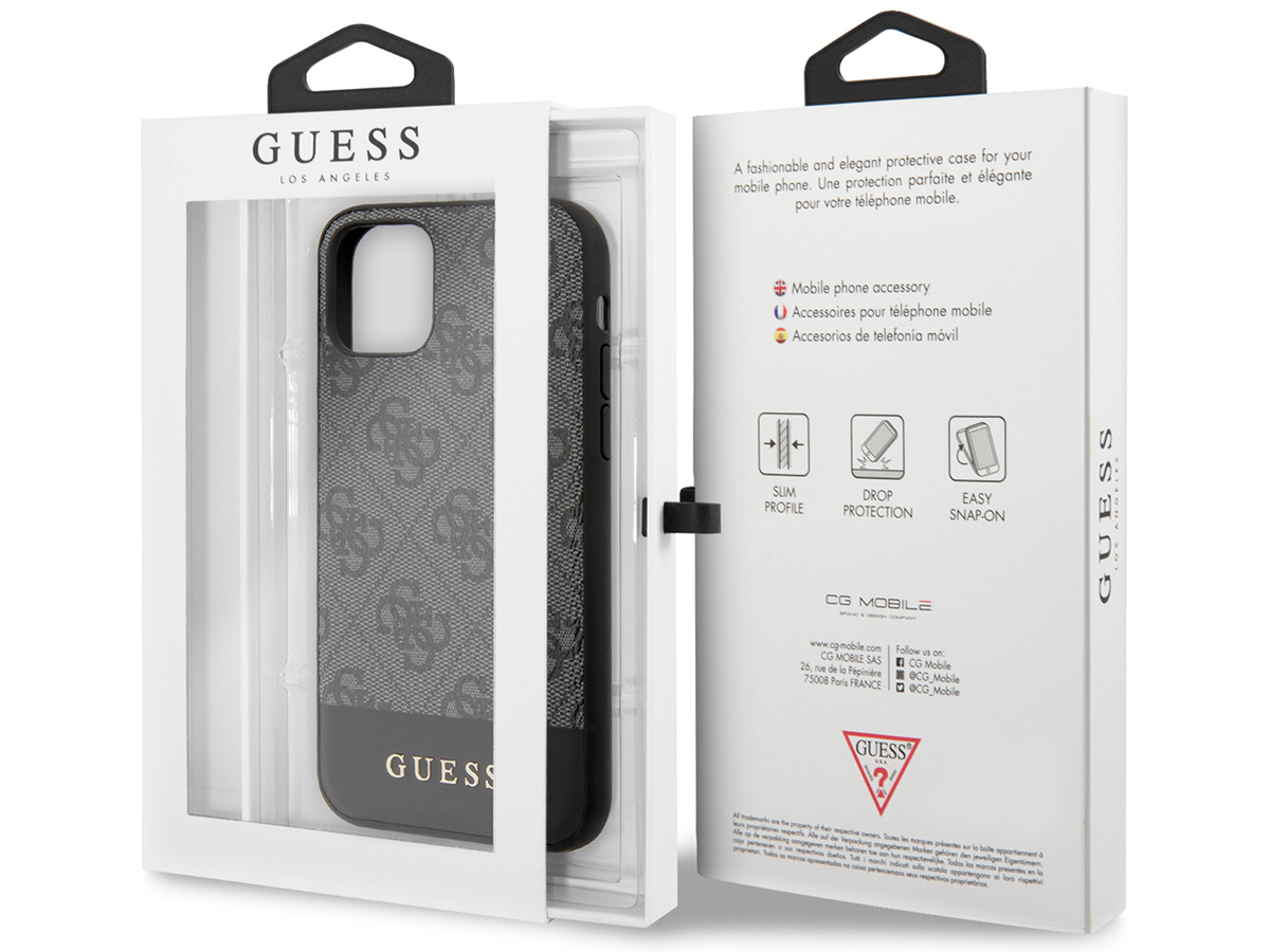 Guess 4G Monogram Stripe Case Grijs - iPhone 11/XR hoesje