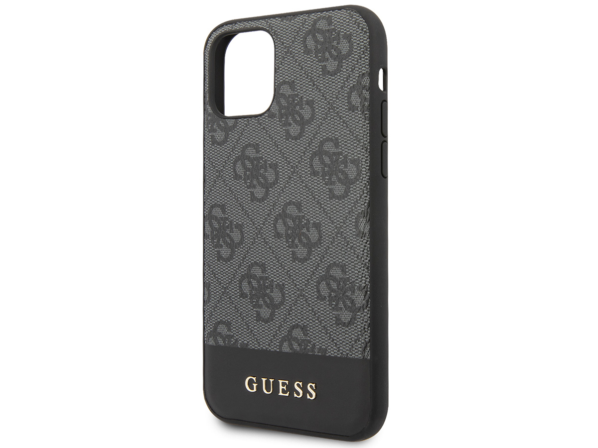 Guess 4G Monogram Stripe Case Grijs - iPhone 11/XR hoesje