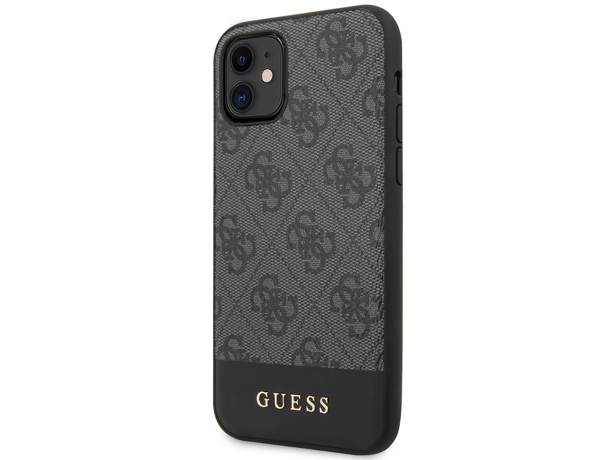 Guess 4G Monogram Stripe Case Grijs - iPhone 11/XR hoesje