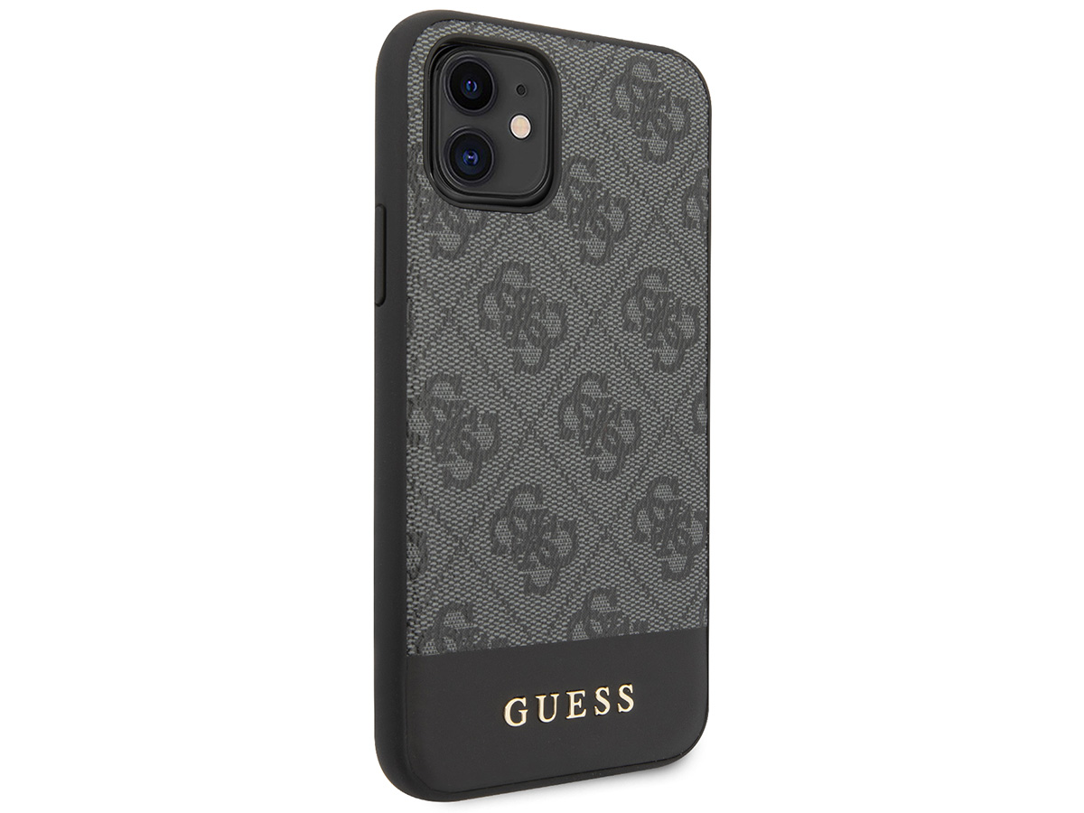 Guess 4G Monogram Stripe Case Grijs - iPhone 11/XR hoesje