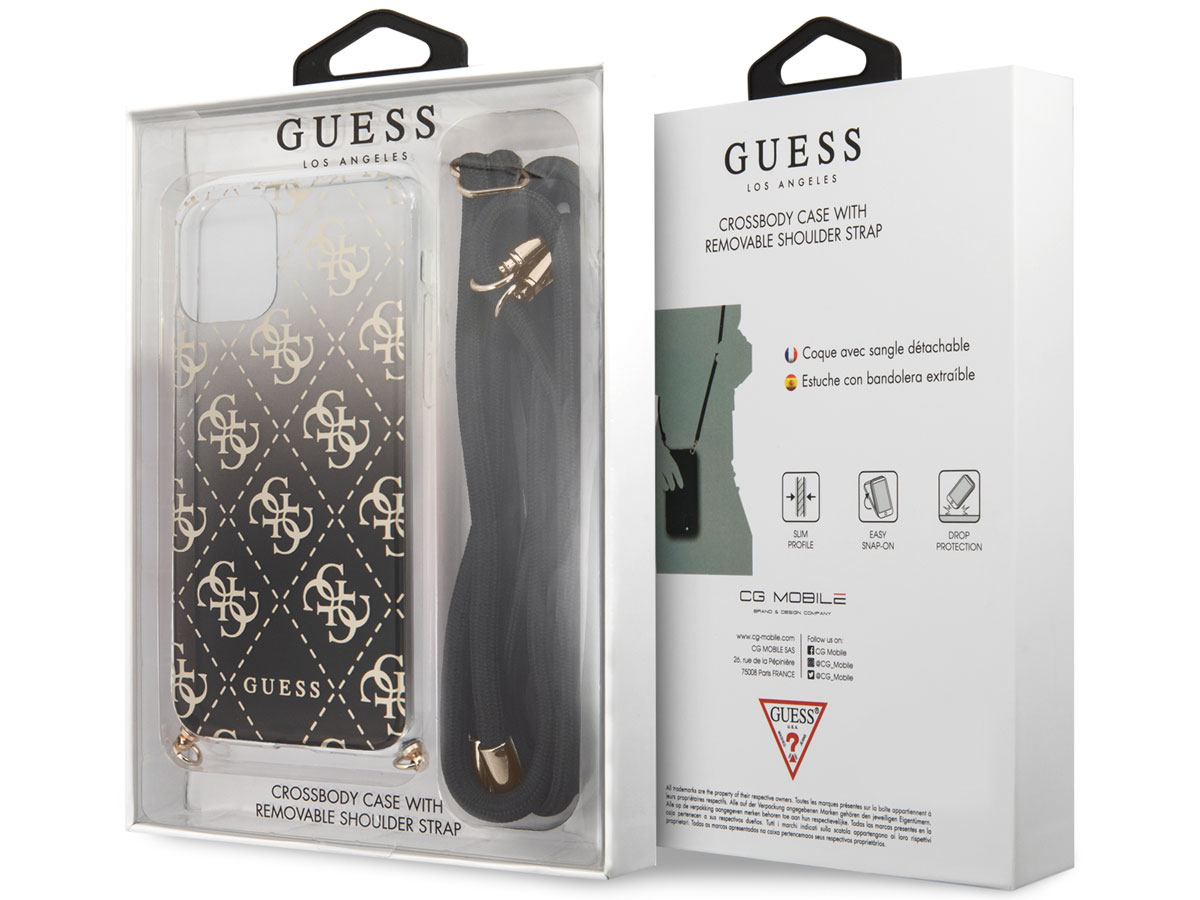 Guess 4G Necklace Case Zwart - iPhone 11/XR hoesje