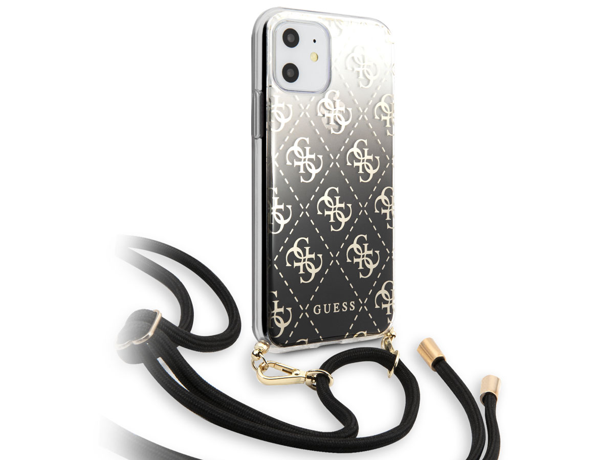 Guess 4G Necklace Case Zwart - iPhone 11/XR hoesje