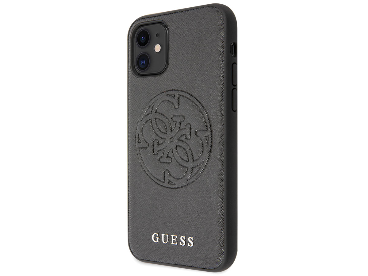 Guess 4G Saffiano Case Zwart - iPhone 11/XR hoesje